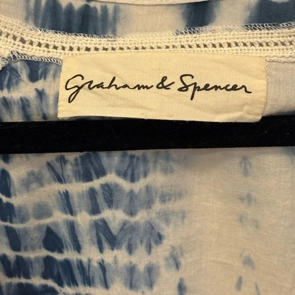 Graham & Spencer Blue White Tunic Blouse Top Sz L - Picture 7 of 8